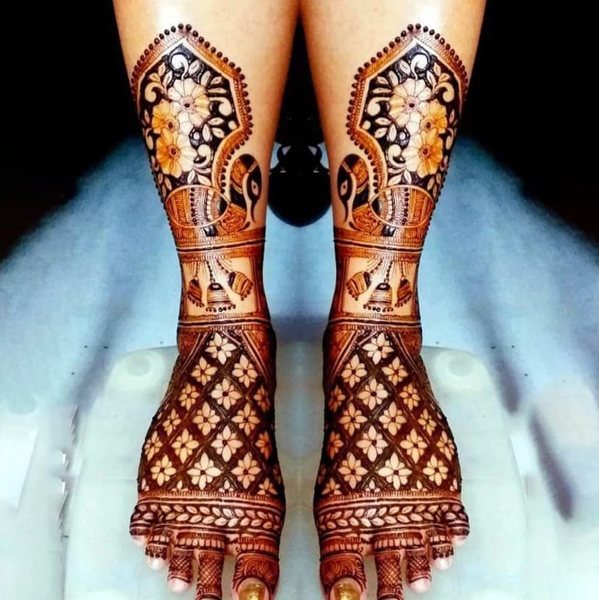 Full hand bridal henna design with detailed artwork