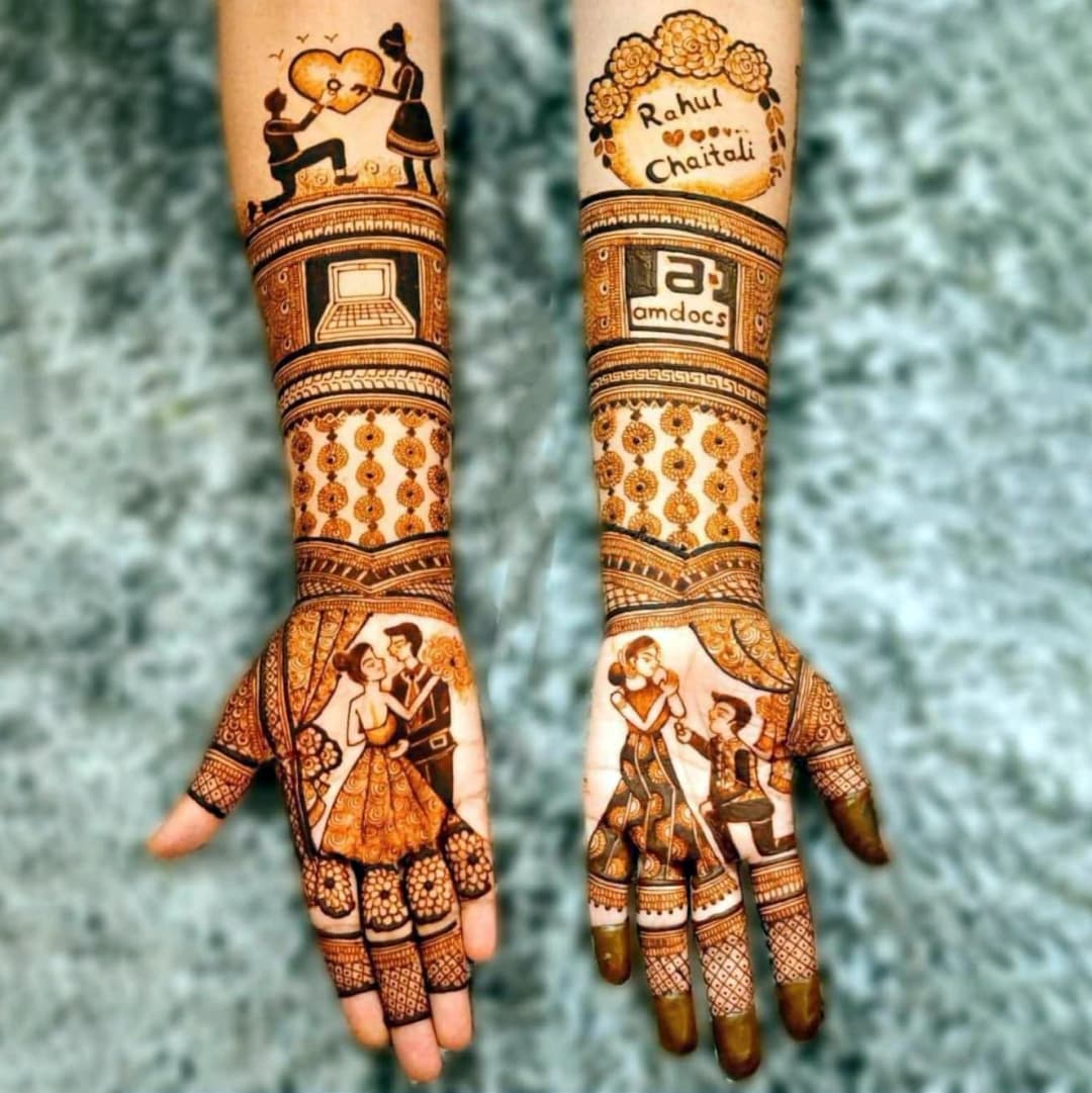 Premium engagement mehndi design with intricate traditional Indian artwork
